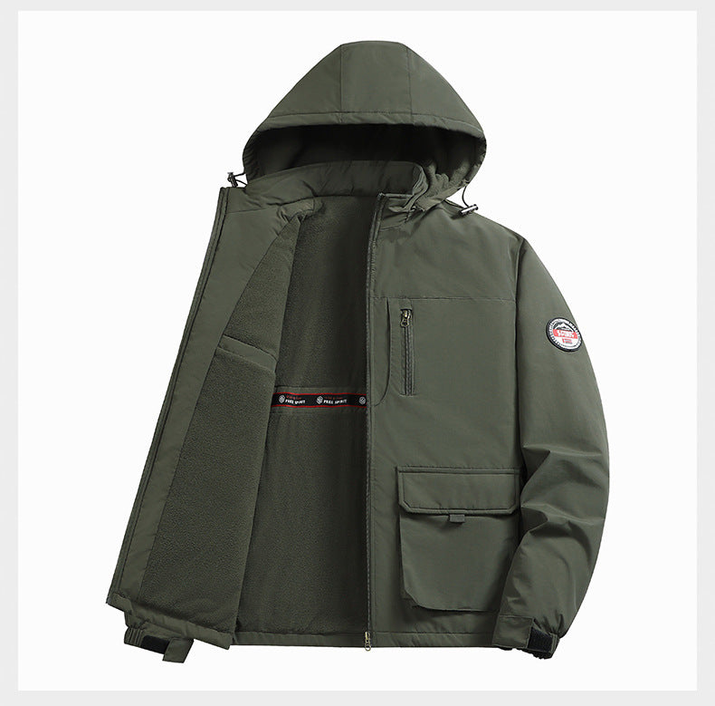 Cross-Border [M-8Xl] Cross-Border Large Size Men's Jacket Autumn and Winter New Casual Middle-Aged Men's Jacket Fleece-Lined