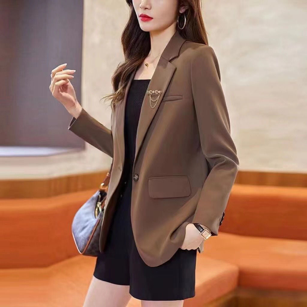 2025 Spring and Autumn New Suit Jacket Women's Casual Fashion Loose All-match Stylish Split Suit Jacket Trendy
