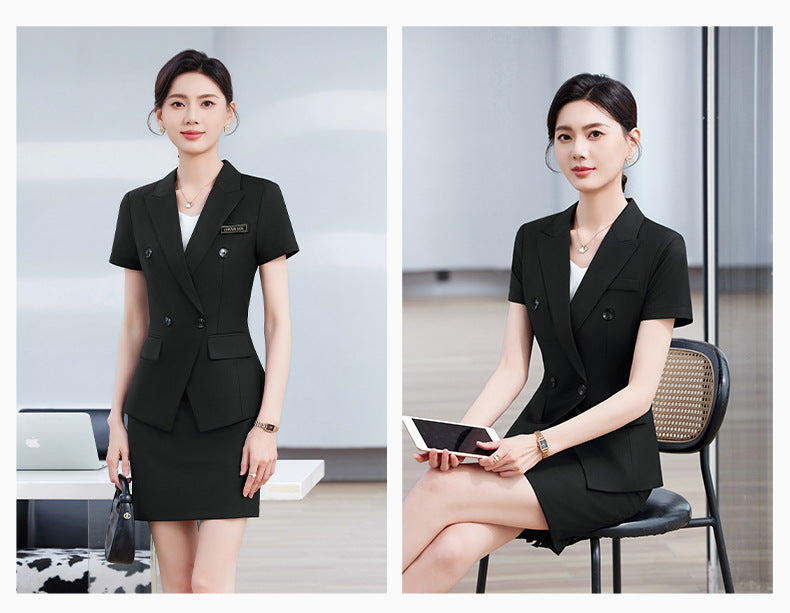 High-End Short-Sleeved Suit for Women 2025 Summer New Style Professional Wear Hotel Manager Bank Work Clothes