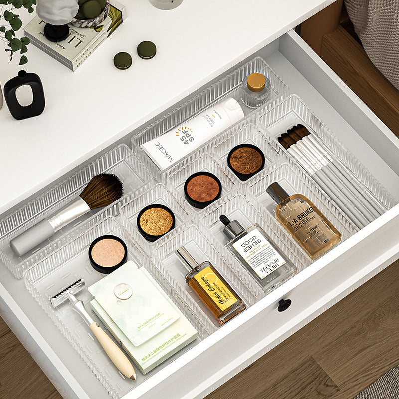 Transparent Wavy Drawer Storage Box Can Be Stacked with Storage Racks Desktop Cosmetics Storage Basket Sundry Partition Box
