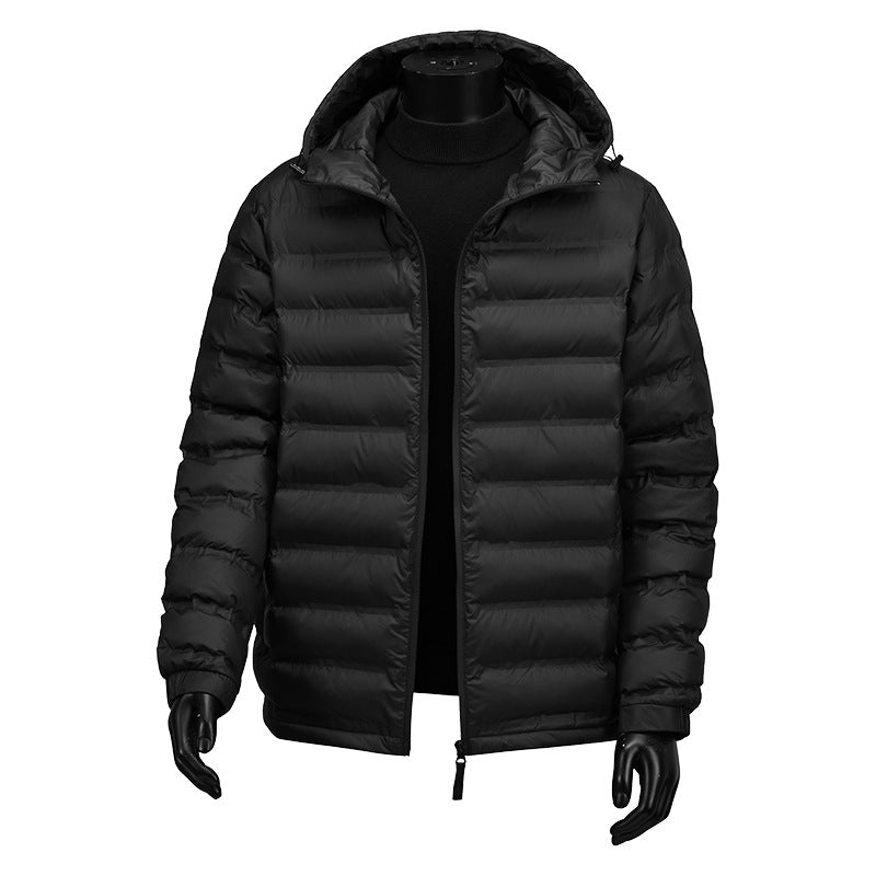 Cross-Border Wholesale 2025 Winter New Cotton-Padded Men's Short Hooded Jacket Trendy Brand Sports Warm Top Men's Clothing