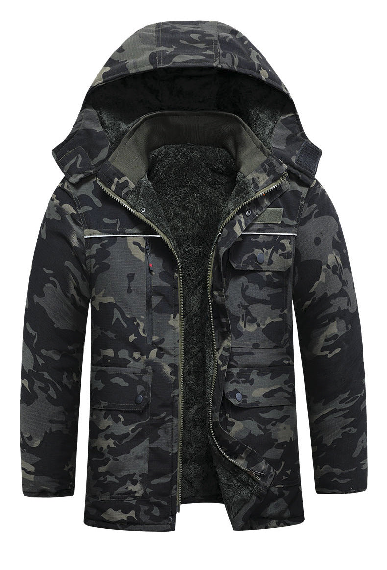 Winter Workwear Thickened Cotton Coat with Fleece, Cold-Resistant, Warm for Cold Storage, Northeast Waterproof, with Hood, Wear-Resistant Large Cotton Jacket