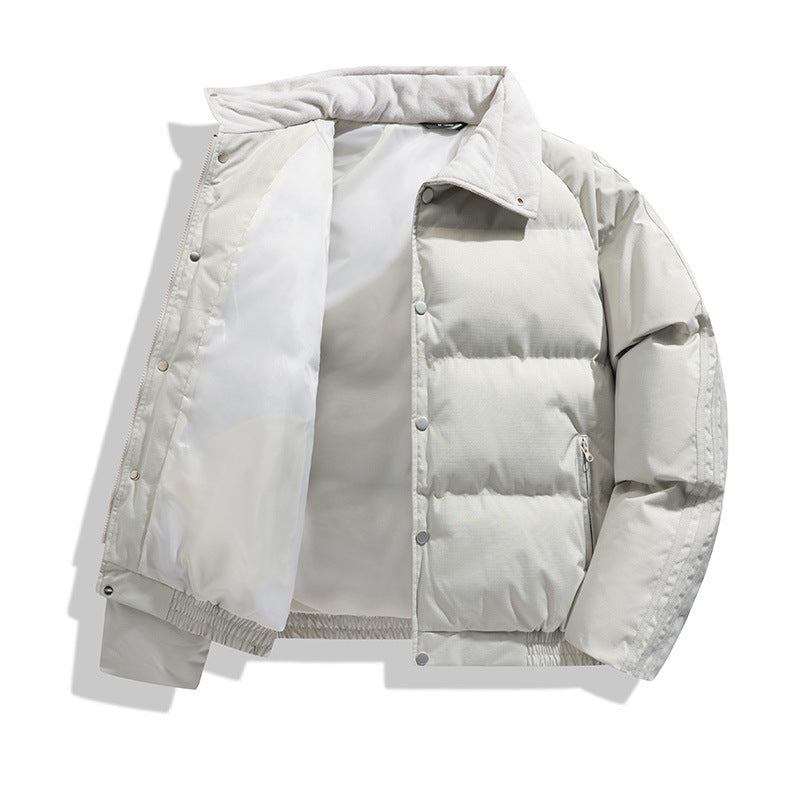 Japanese-Style Lapel Winter Thick Cotton Coat Cross-Border Men's Puffer Jacket College Trend Men's Simple Jacket Fresh Men's Clothing