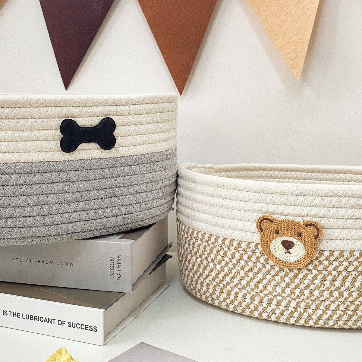Cotton Rope Woven Cute Snack Storage Basket Creative Home Desktop Remote Control Storage Box Bedside Storage Basket