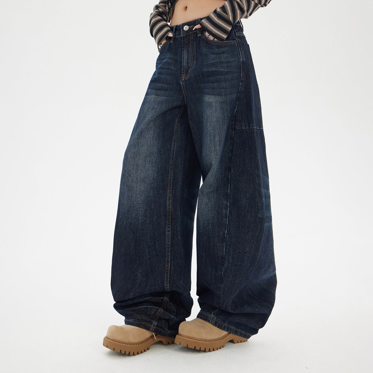 Yc & American Retro Loose Wide-Leg Pants Autumn and Winter Versatile Scimitar Pants Drapey Sickle Jeans Women's New Style