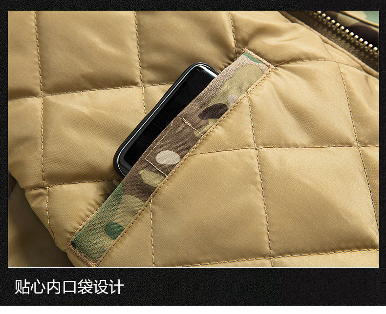 Baseball Collar fleece-lined Thickened Autumn and Winter Air Force Aviator Single Jacket Men's Baseball Suit Short Tactical Collar Jacket Men's