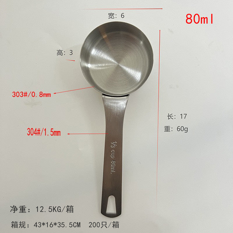 Wow Stainless Steel Large Measuring Spoon Set 15/30/50/60/80/120/160/180/100ml Flats Bottom Measuring Cup