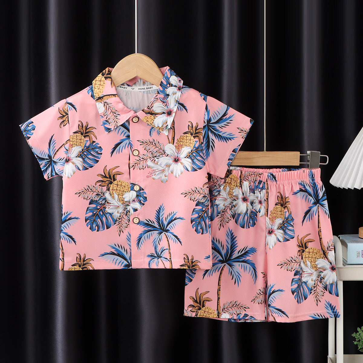 2026 New Children's Short-Sleeved Suit, Men's Short-Sleeved Shirt Suit, Short-Sleeved Shorts Beach Two-Piece Set
