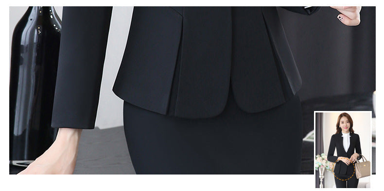 Long Sleeve Spring and Autumn Business Suit Women's Slim Fit Beauty Salon Hotel Work Clothes White Collar Interview Dress Suit Dress