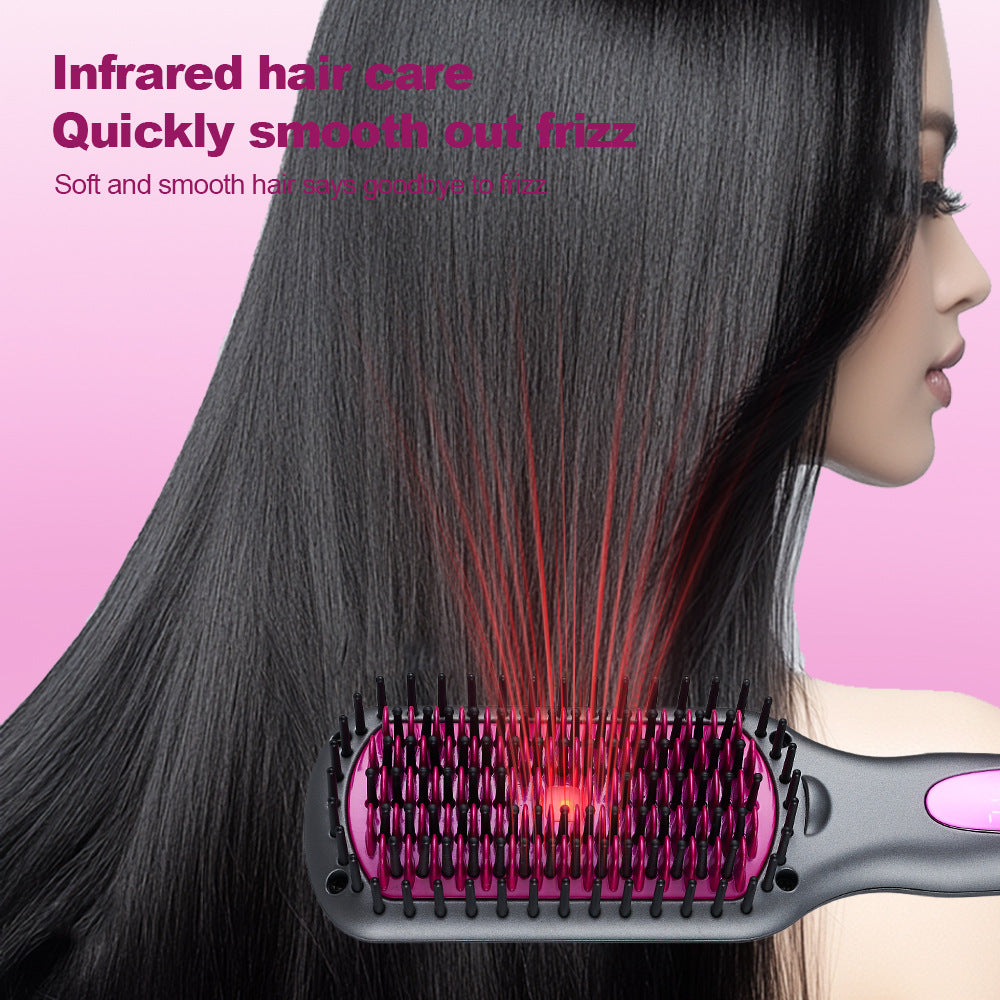 2025 New Infrared Hair Straightening Comb Hair Straightener Fluffy Comb Curling Iron Hair Straightening Comb Salon Accept Custom