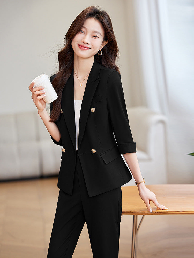 Seven-point Sleeve Suit suit Women's Spring and Summer New College Student Work Clothes Interview Dress Slim-fit Jacket Professional Suit