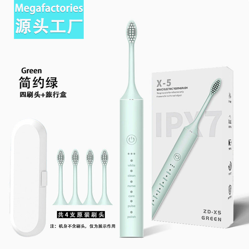 Factory wholesale soft bristle toothbrush flusher portable adult children universal ultrasonic electric toothbrush charging