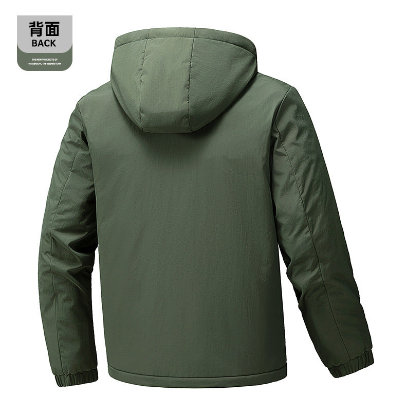 Cross-Border Graphene Cotton Jacket for Men in Autumn and Winter with Detachable Hood, Casual Velvet Thickened Warm Cotton Jacket, Jacket