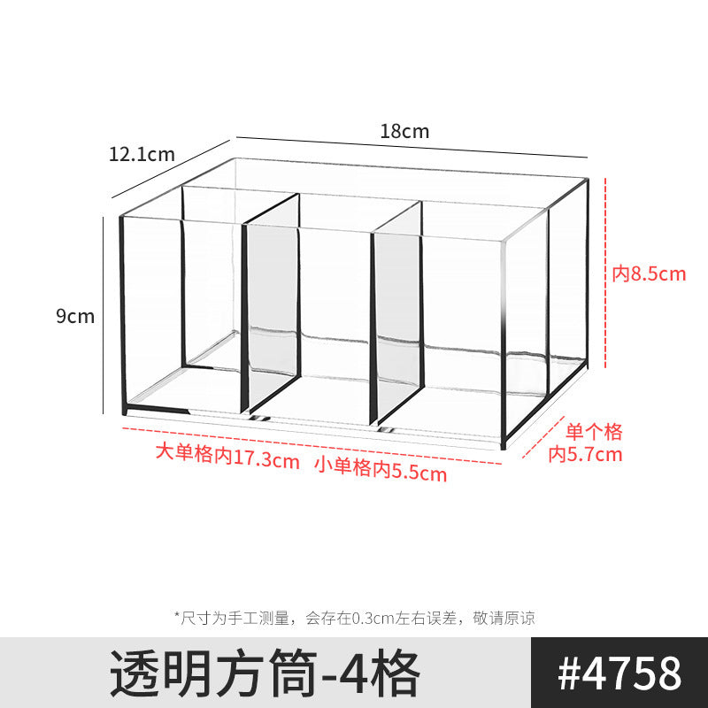 Pen Holder Desktop Stationery Storage Box Transparent Acrylic Multifunctional Student Pen Holder Office Note Pad Organizer Box