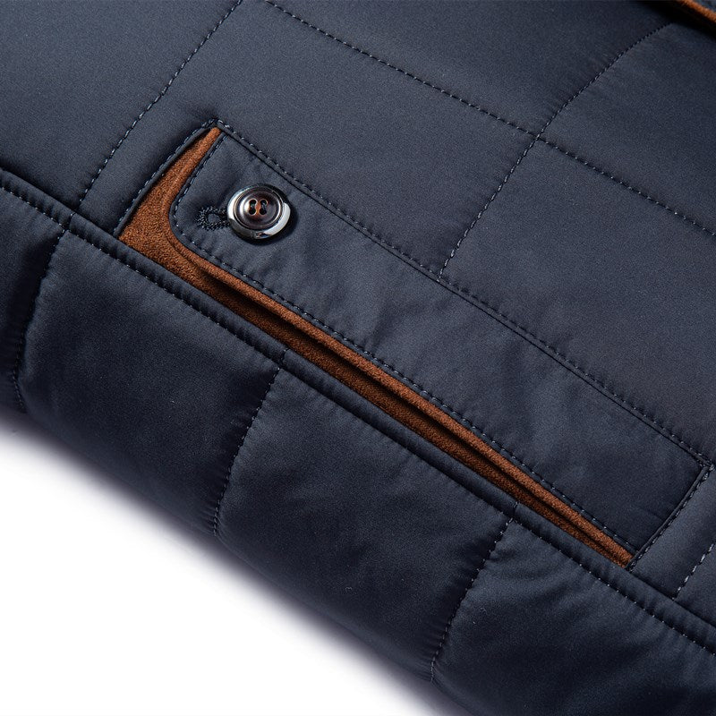 Cross-border 2024 winter father's warm casual cotton-padded jacket stand collar thickened middle-aged and elderly fashion cotton-padded casual coat