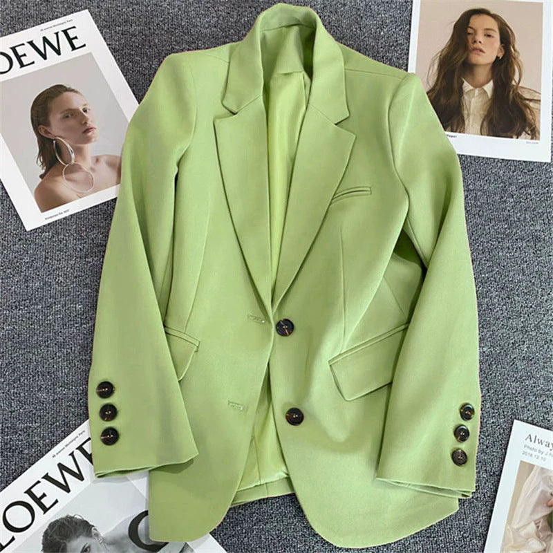 Avocado Green Blazer for Women 2026 Spring and Autumn New Casual Stylish Street-Style Blazer Korean Version Suit Jacket