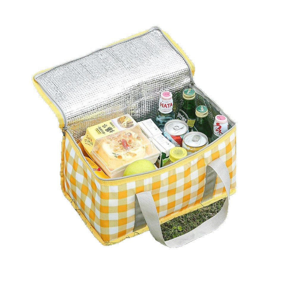 Factory Wholesale Outdoor Picnic Bag Large Capacity Camping Picnic Blue Strong and Durable Thermal Insulation Ice Bag Aluminum Foil Double Handle