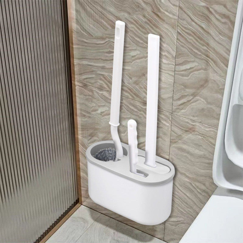 Creative Silicone Japanese Elbow Toilet Brush with Base Wall Mounted Brush Toilet Toilet Hard Hair Cleaning Brush