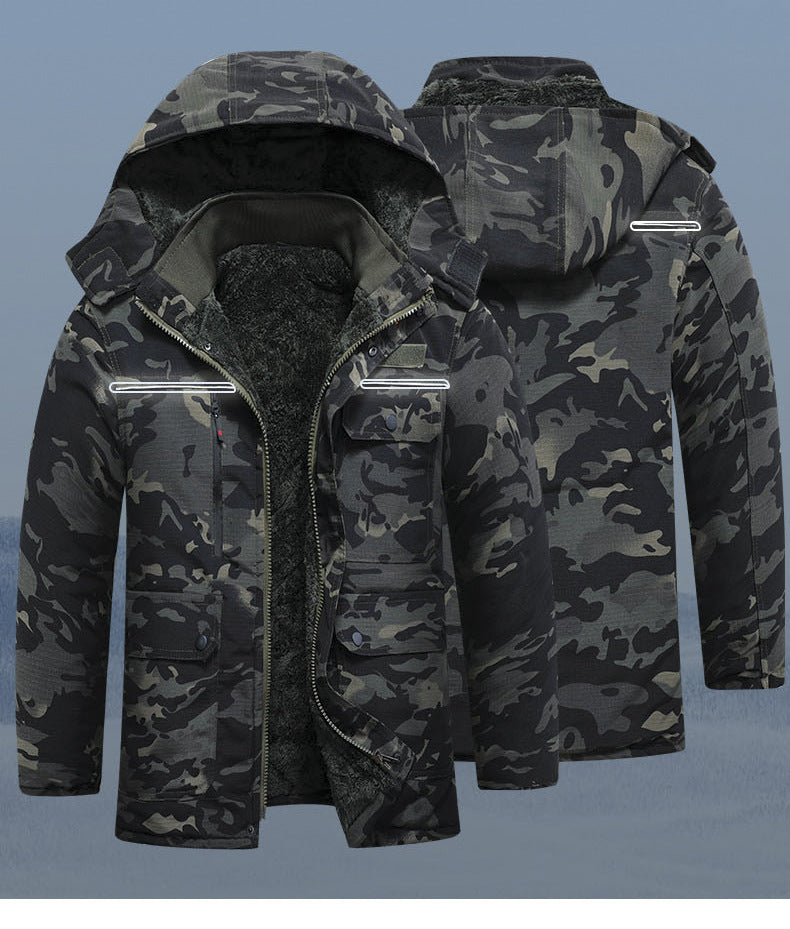 Winter Workwear Thickened Cotton Coat with Fleece, Cold-Resistant, Warm for Cold Storage, Northeast Waterproof, with Hood, Wear-Resistant Large Cotton Jacket