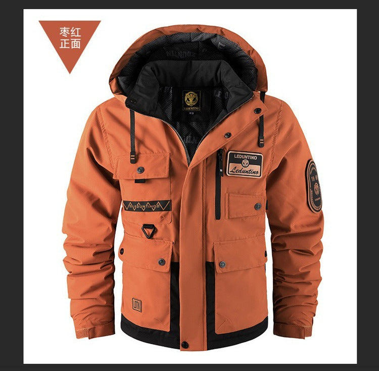Cross-Border New Thickened Cotton Coat Outdoor Warm Cotton Coat Winter Men's Large Size Hooded Jacket Waterproof Jacket Wholesale