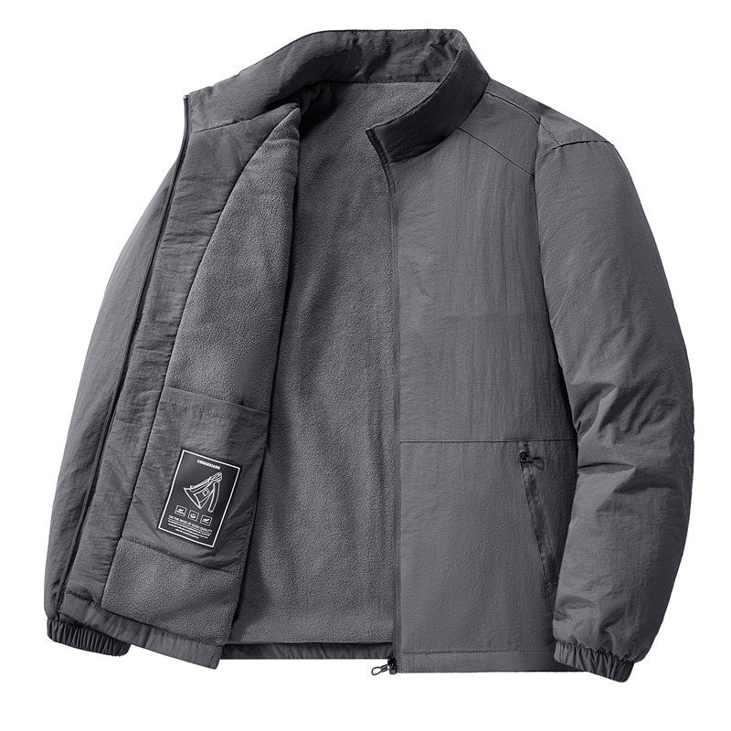 Cross-Border 2025 Tiktok Hot New Style Fleece-Lined and Cotton-Padded Men's Jacket for Outdoor Sports, Loose Korean Style Casual for Middle-Aged Men