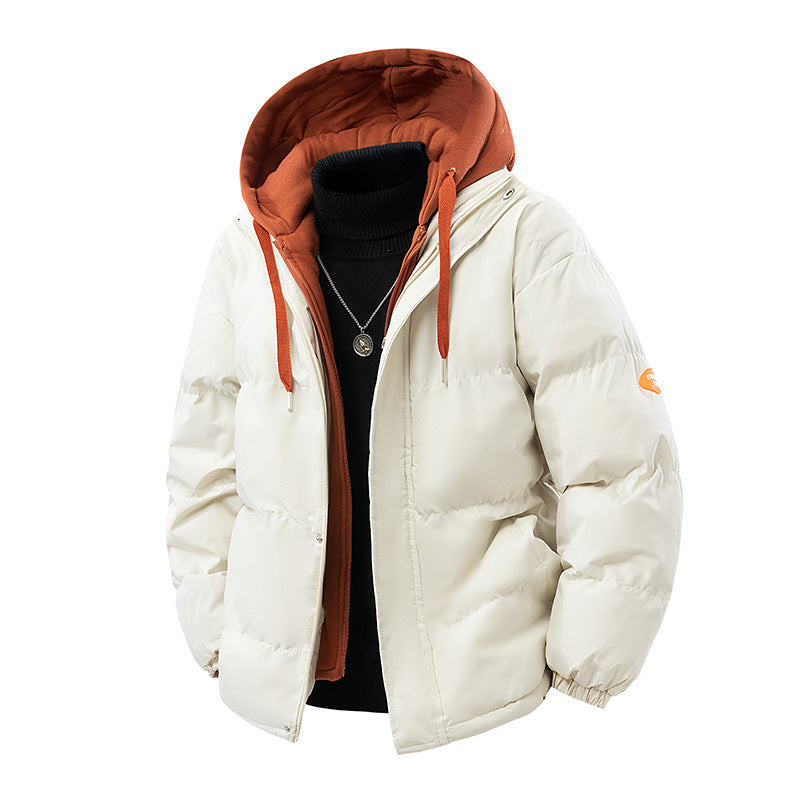 Cross-Border Winter Fake Two-Piece Men's Cotton Coat Trendy Casual Men's Thickened Cotton Coat Loose Couple Cotton Jacket Jacket for Men