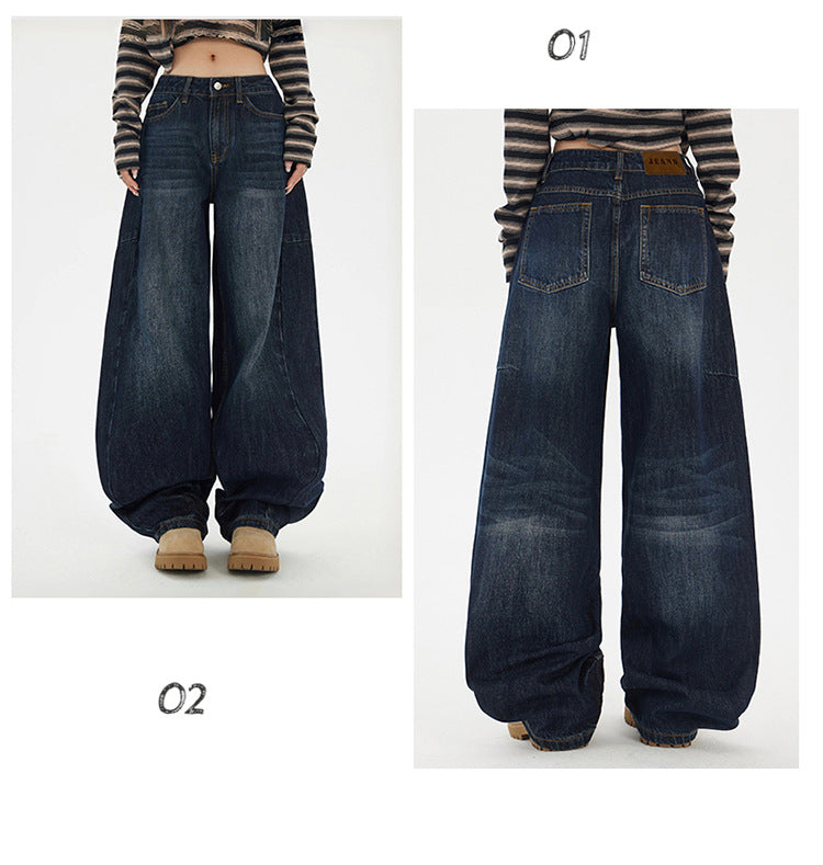 Yc & American Retro Loose Wide-Leg Pants Autumn and Winter Versatile Scimitar Pants Drapey Sickle Jeans Women's New Style