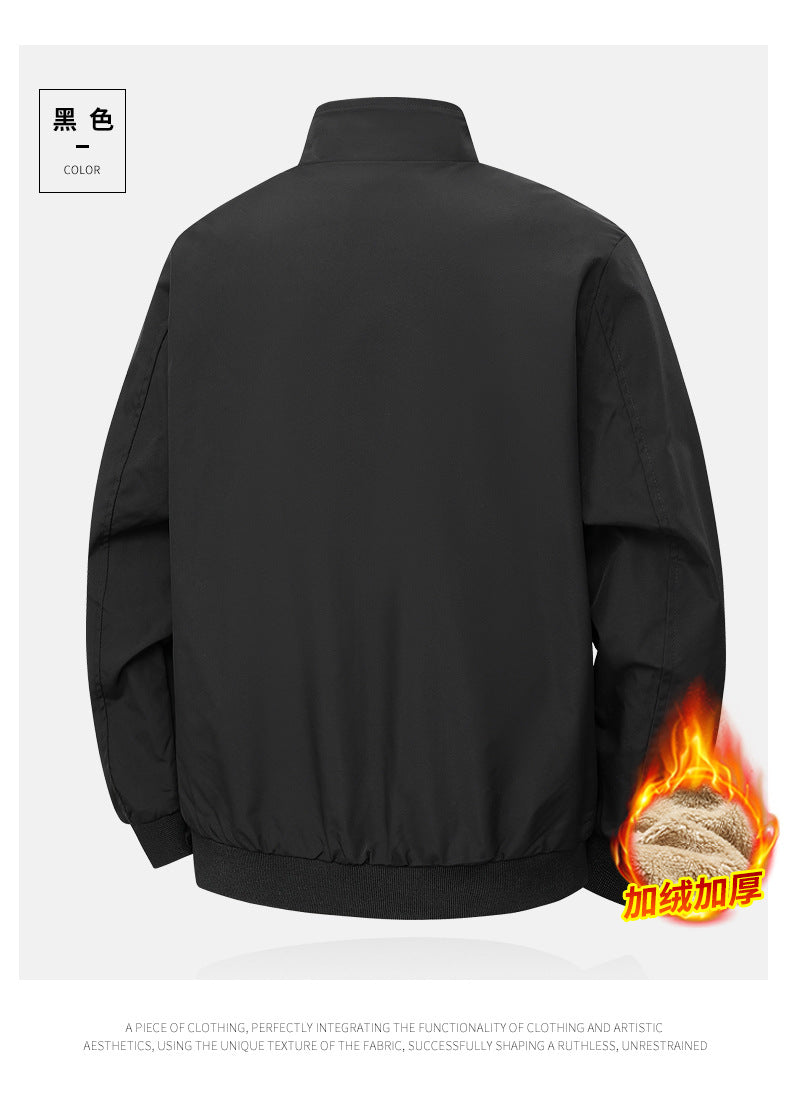 Thick Velvet Jacket 2025 Large Size Men's Outwear Autumn and Winter Middle-Aged and Elderly Stand-Up Collar Business Dad's Cotton Outwear