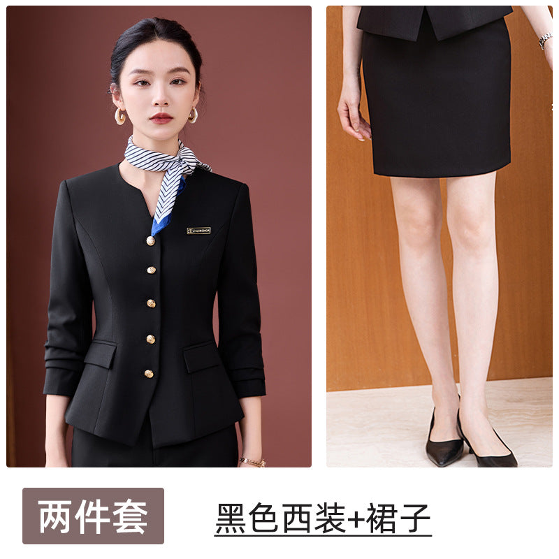 Professional Suit Suit Women's Autumn and Winter New Hotel Front Desk Jewelry Store Workwear Beauty Salon Front Desk Manager Workwear