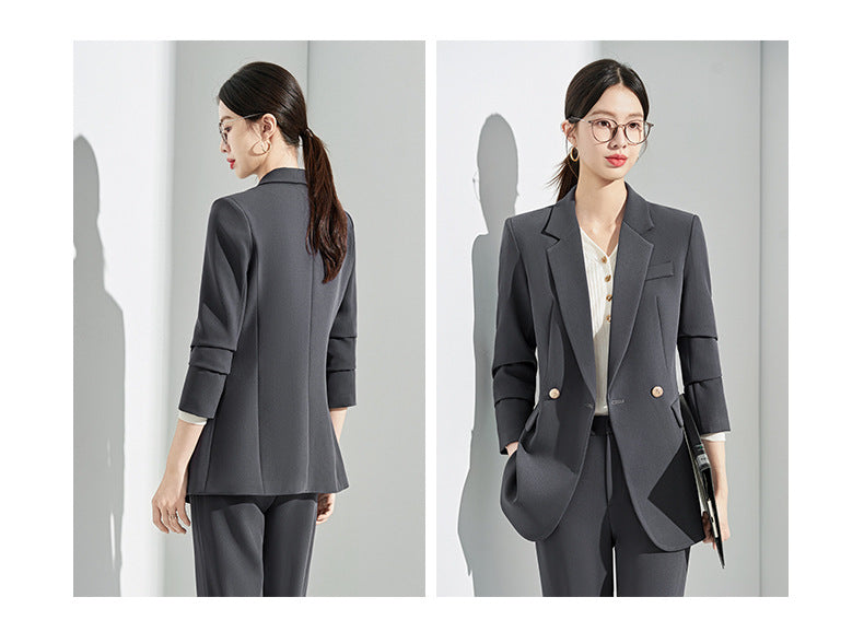 Gray Suit Women's Formal Wear 2025 New Spring & Fall Small High-End Elegant Professional Suit Work Clothes