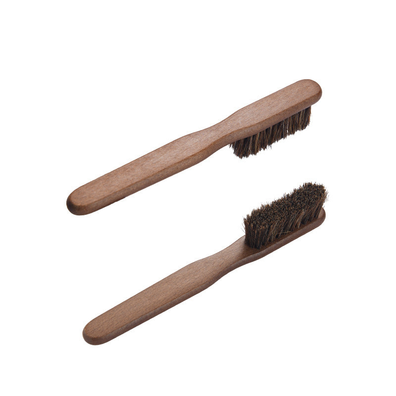 Beech Horsehair Brush for Leather Shoes, Oiling, Polishing, Dust Removal, Shoe Brush, Horsehair Cleaning Brush for Shiny White Shoes