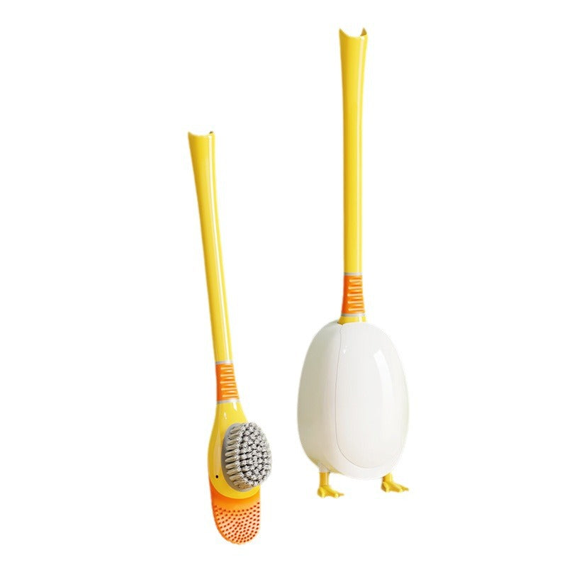 Dopamine Cartoon Duck Silicone Toilet Brush Household Cleaning Set with Base for Toilet Cleaning