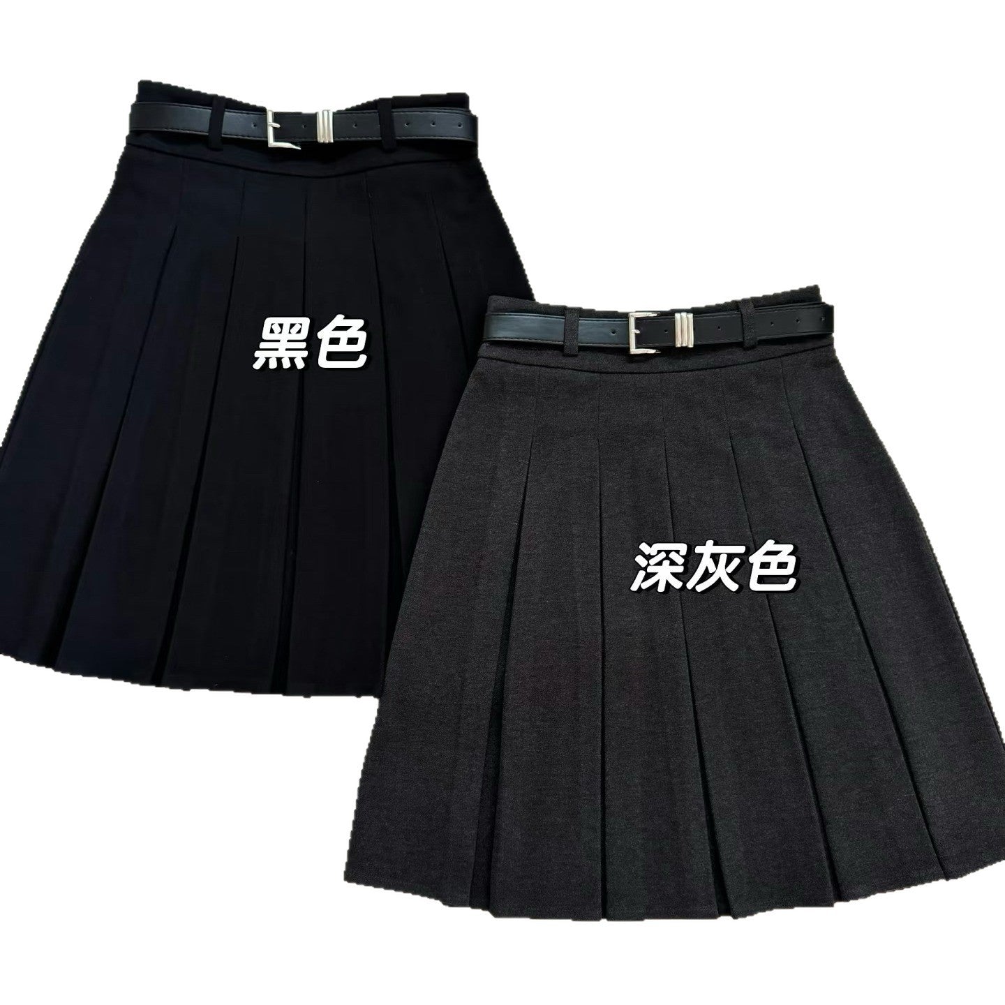 Academy-Style Dark Gray Woolen Pleated Skirt for Women 2026 Early Spring New High-Waisted Slimming A-Line Pleated Skirt