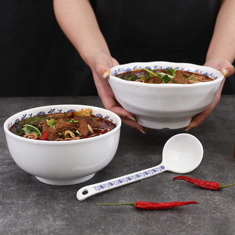 A5 melamine orchid ramen bowl noodle bowl commercial noodle bowl wholesale imitation porcelain plastic thickened rice bowl beef noodles round bowl