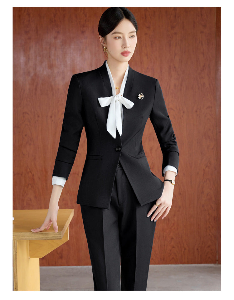 High-End Spring & Fall Hotel Front Desk Professional Wear Long-Sleeved Sales Department Reception 4S Store Sales Consultant Fashion Suit Suit