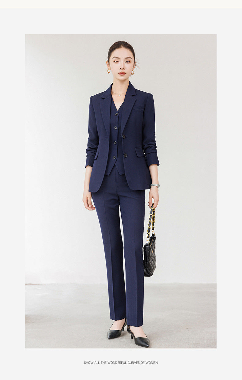 Cross-Border Red Hostess Suit Set for Women, Formal Attire for Broadcast Art Exams, Speech Competitions, Interviews, and News Anchor On-Camera Appearance
