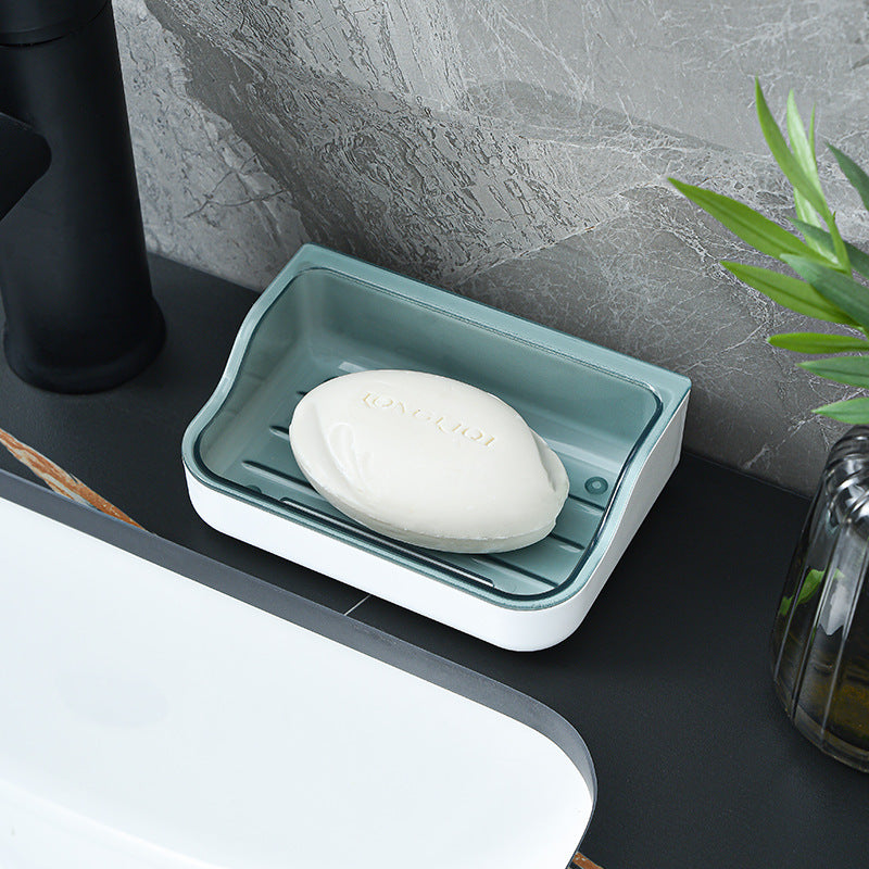 Wall-mounted Soap Box Bathroom Non-perforated Suction-cup Soap Box Bathroom Creative Double-layer Draining Rack Storage Rack