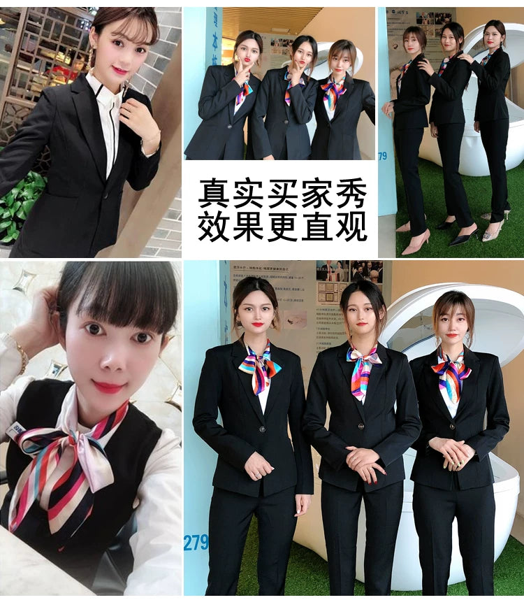 Three-piece suit overalls manager interview formal attire front desk beauty salon business attire bank mobile vest uniform
