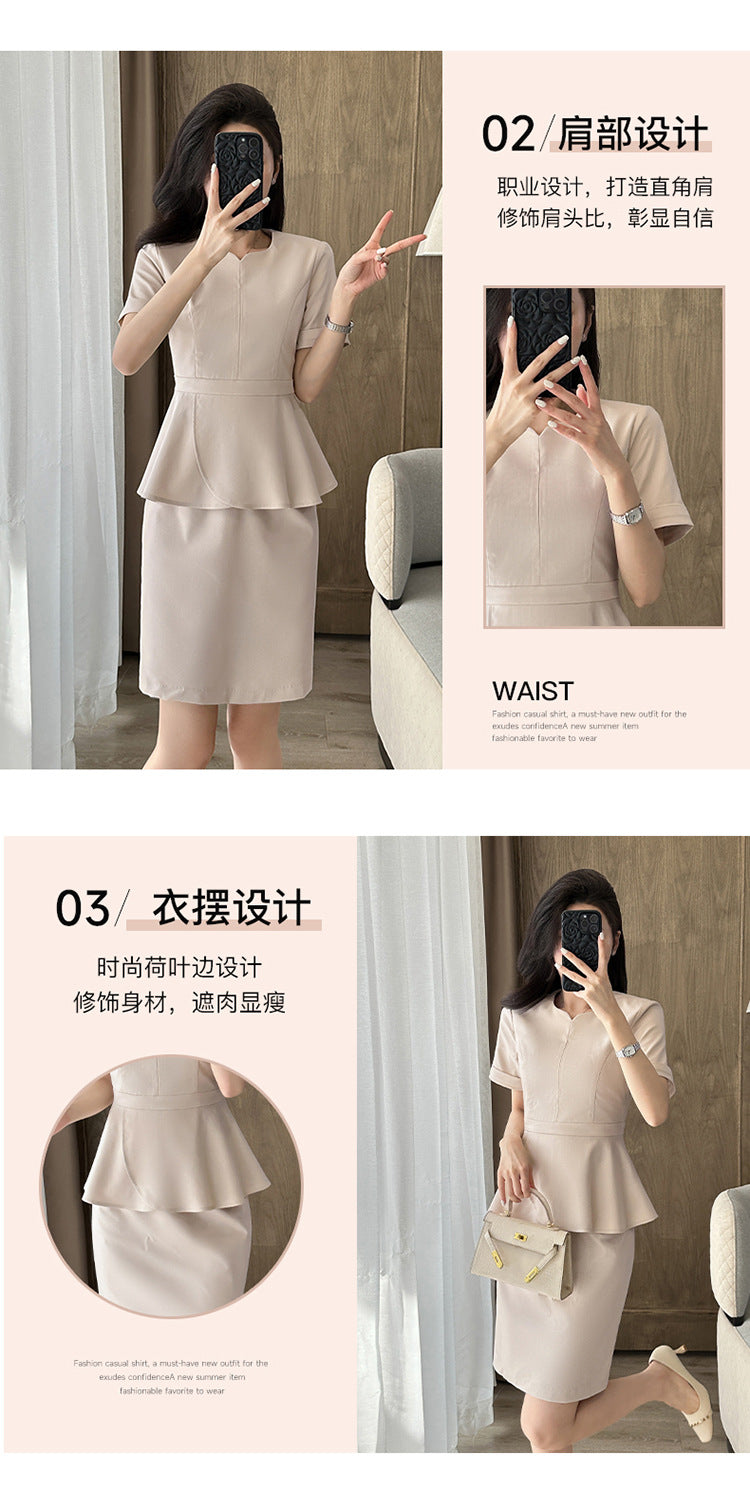 Summer Business Wear Short-sleeved Suit suit Women's Dress Slim-fit Temperament Hotel Front Desk Sales Department Jewelry Store Work Clothes