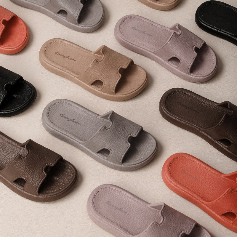 Fashion Retro High-end Sense Leather Pattern EVA Outer Wear Sandals and Slippers Women's Home Non-slip Soft Bottom Slippers Women's Summer