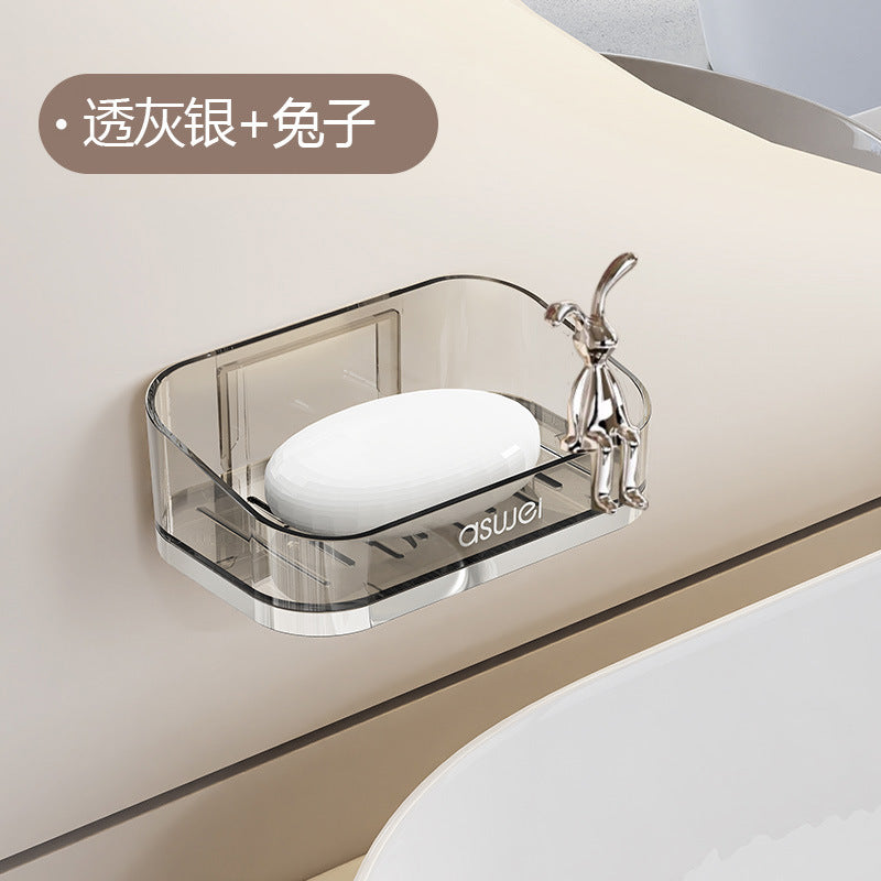 Household High-end Draining Soap Rack Soap Box Bathroom Bathroom Wall-mounted Double-layer Soap Box Non-perforated Storage Rack