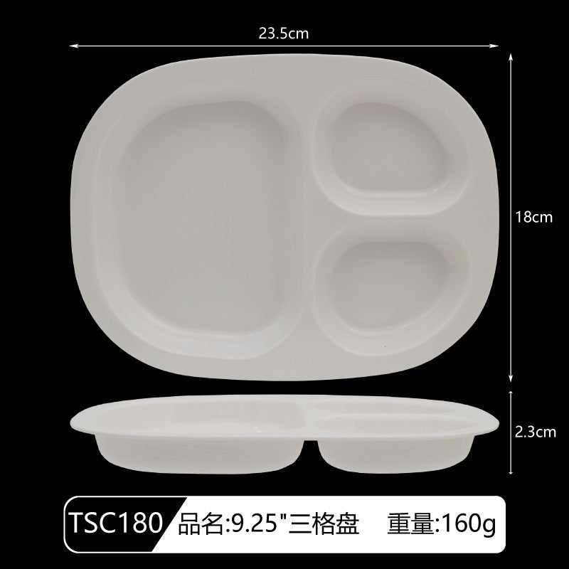 A5 Melamine Imitation Porcelain Side Dish Platter Rectangular Round Cold Dish Cold Separated Multi-Grids Dish Sauce Divided Dish