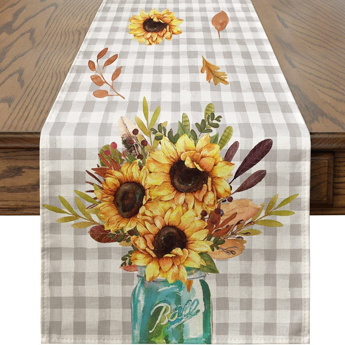 Linen Table Runner Pastoral Flower Lemon Summer Home Dining Table Outdoor Decoration Printed Tablecloth Table Runner
