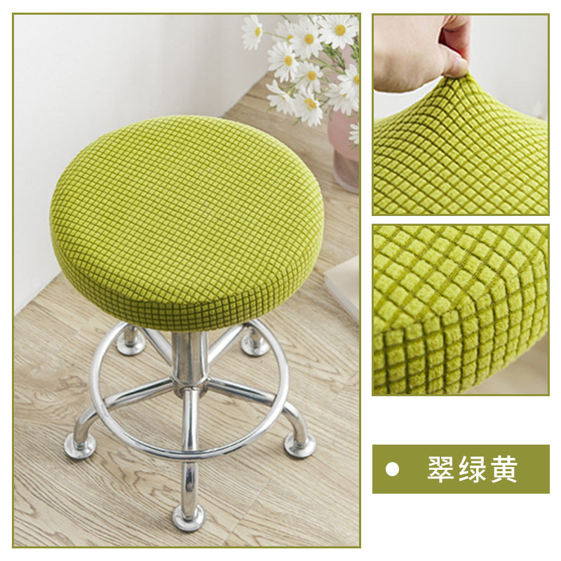 Universal Simple Round Stool Cover, Fully Enclosed, Dustproof, Non-Slip, Fleece Bar Stool Cover for Beauty Salon Swivel Chair Cushion