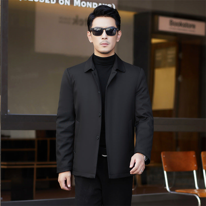 2024 New Middle-aged Men's Cotton-padded Jacket Thick Warm Cotton-padded Jacket Brand Business Lapel Down Cotton-padded Jacket for Men