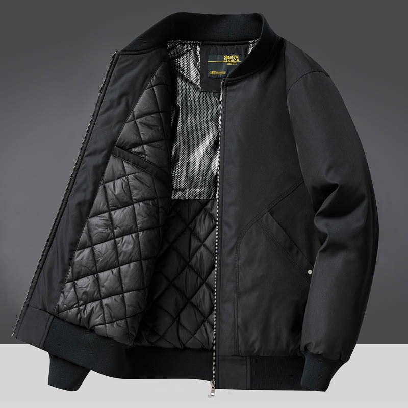 Autumn and Winter New Quilted Jacket Men's Casual Retro Versatile Baseball Uniform American Workwear Thickeneded Warm Cotton Jacket