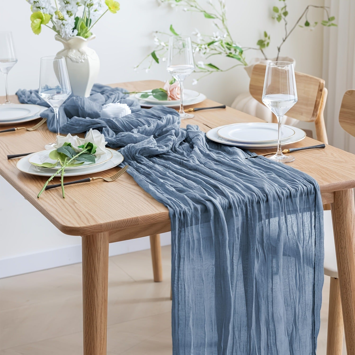 Bali Crepe Table Flag Foreign Trade Western Tablecloth Light Luxury High-End Wedding Party Decoration Pleated Table Flag Wholesale
