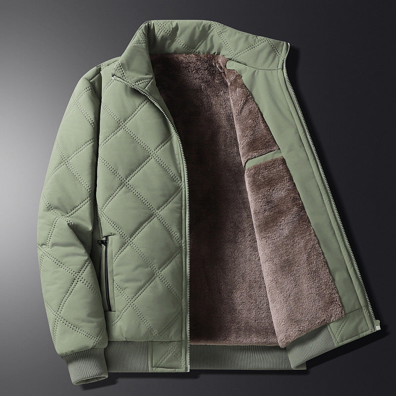 Middle-aged Men's Cotton-padded Clothes Winter fleece-lined Thickened Jacket Fashionable Casual Jacket Lightweight Slim-fit Cotton-padded Jacket for Dad