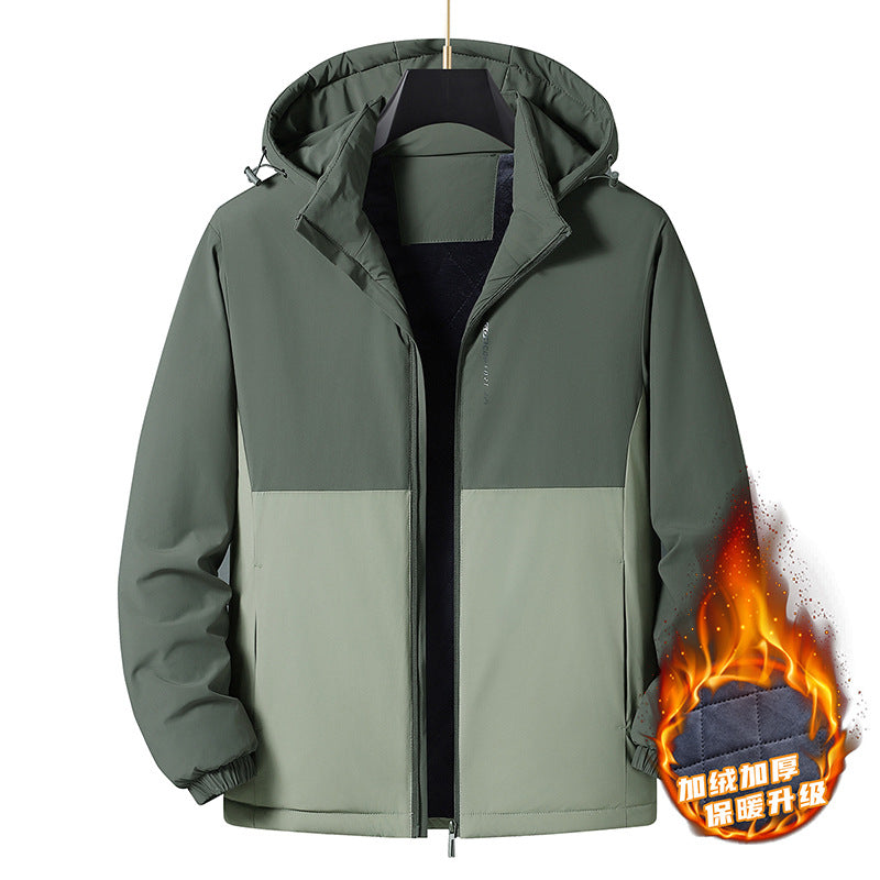 2024 Autumn and Winter New Cross-Border Men's Cotton Jacket Large Size Comfortable Fleece-Lined Warm Coat with Detachable Hood