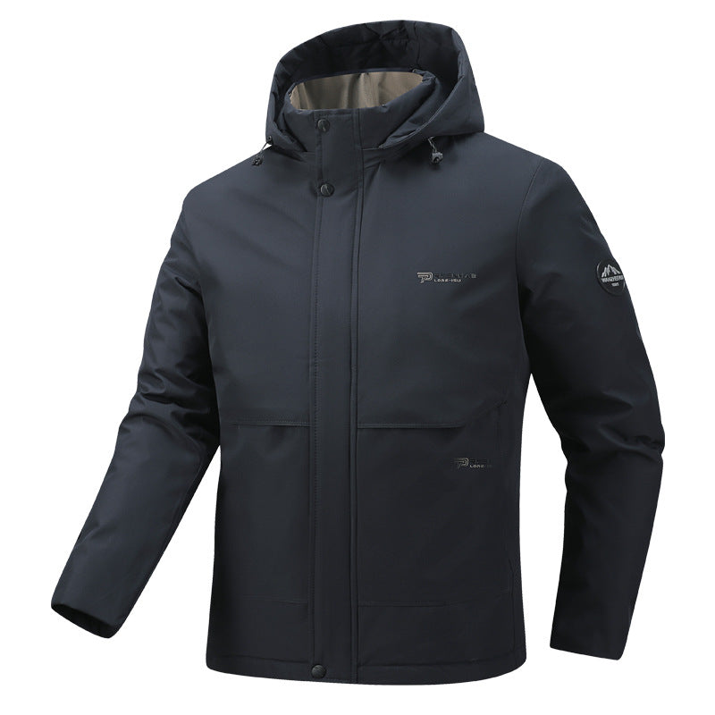 Factory Direct Supply Rechargeable Heated Cotton Jacket for Men, Fleece-Lined Thickened Hooded Coat, Middle-Aged and Elderly Warm Parka